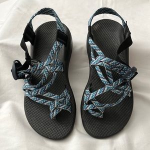 Chaco Womens Sandals Sz 8 Blue/Gray/Aqua